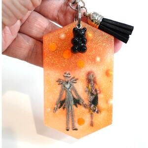 NEW GIFT Jack and Sally Frost Resin Keychain Clip ON Nightmare Before Christmas